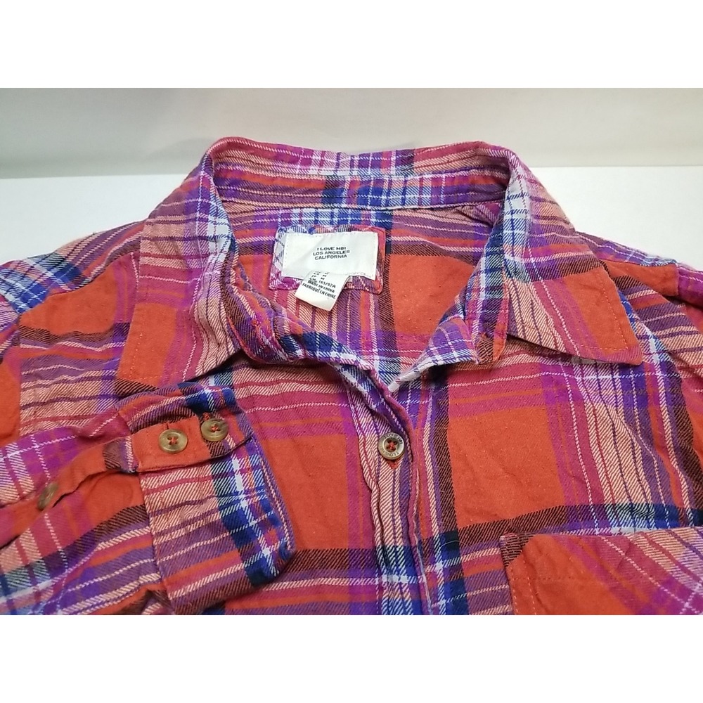 I Love H81 Womens Button‎ Up Long Sleeve Plaid Medium Shirt